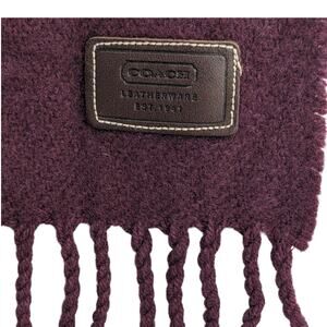 Luxe COACH SCARF Wool Nylon Cashmere ~ Deep Burgundy Red Purple Made In Scotland